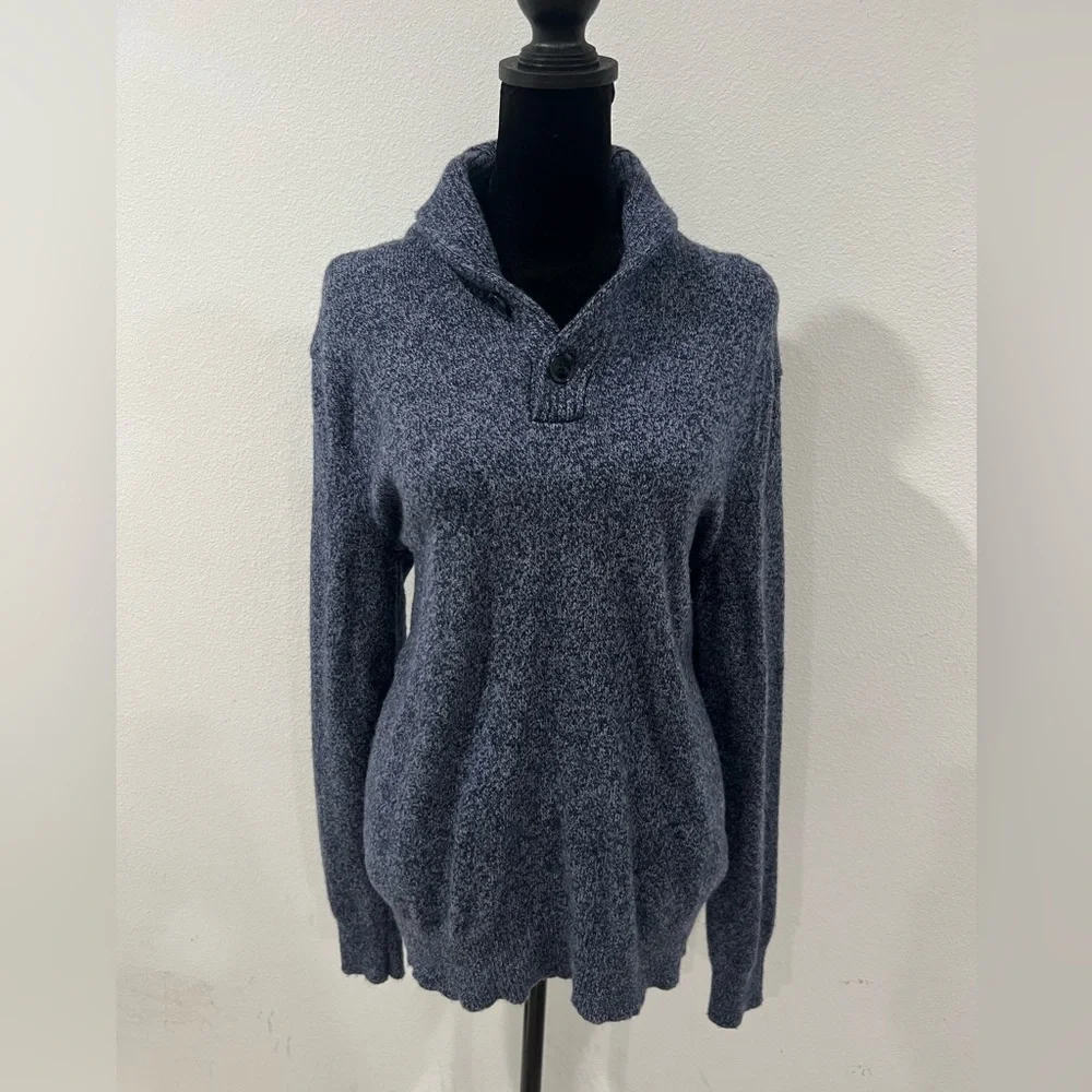 J.Crew Gray Wool Blend Shawl Collar Sweater Pullover Cozy Knit Size Medium